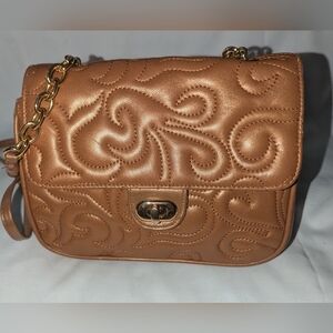 LJS Collection Chic Quilted Tan Crossbody Bag